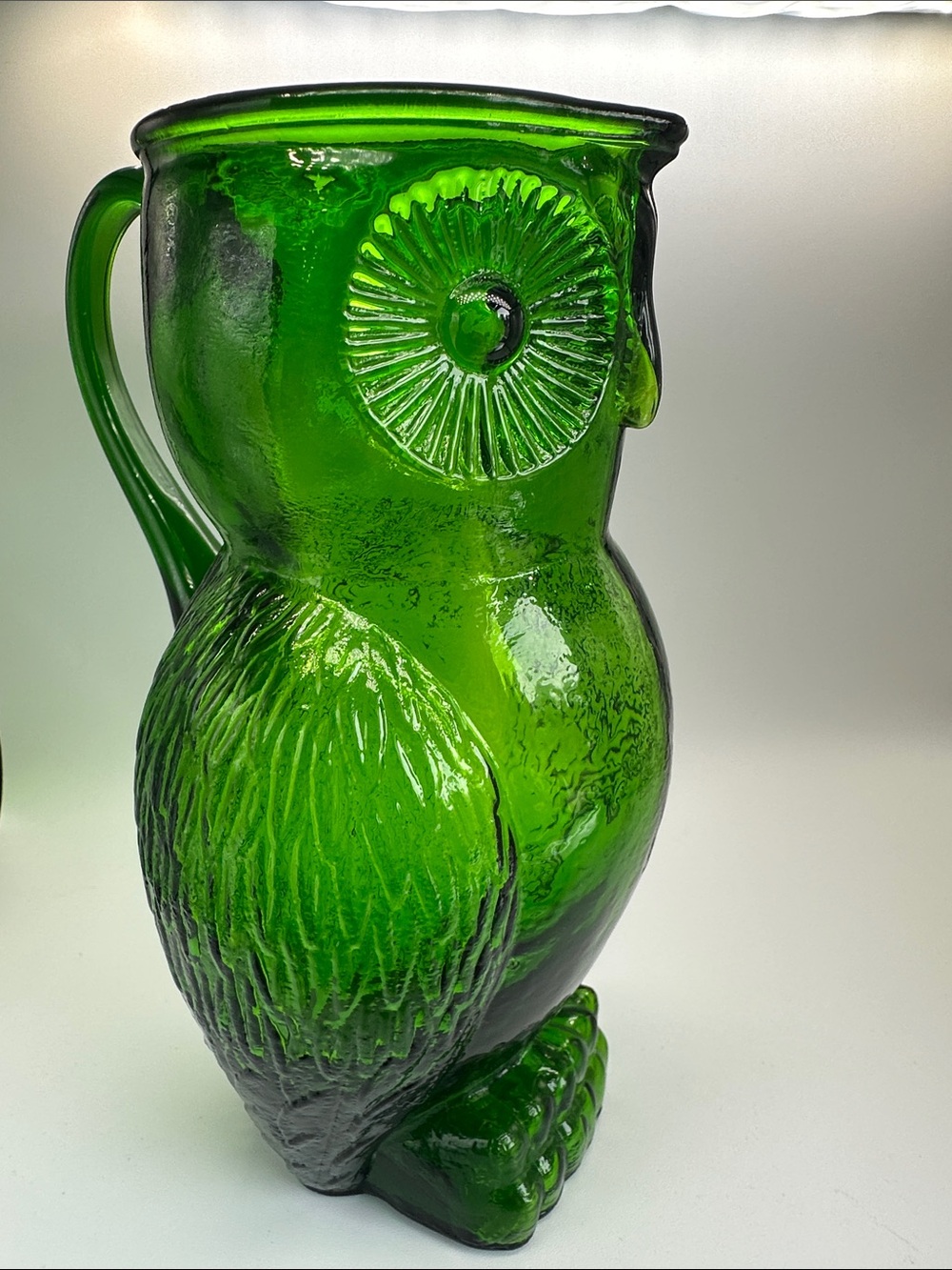 Vintage Kanawha Blue Hand Blown Glass Owl Pitcher 🦉🦉